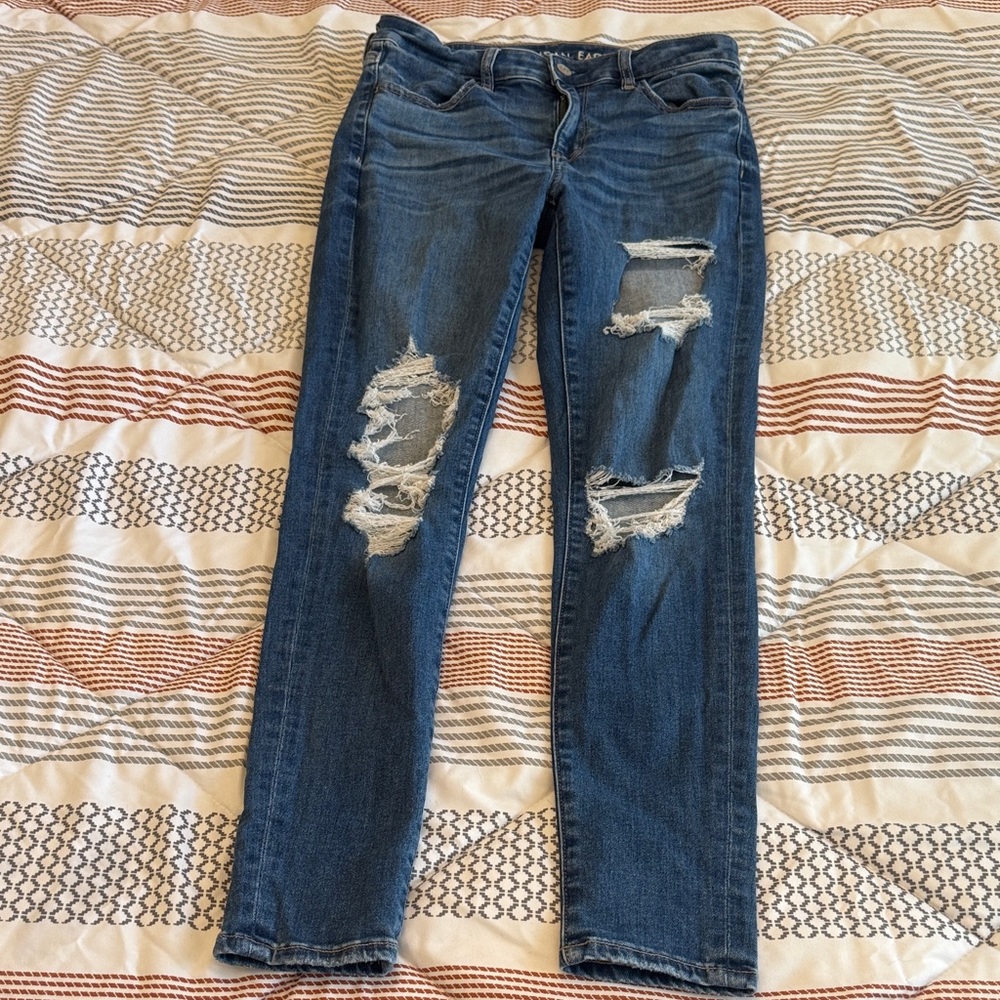 American Eagle Outfitters Ripped Blue high-rise jegging jeans